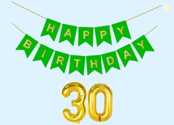 30th Happy Birthday Decoration Kit Green for 30 year Old Boys Girls Me