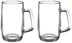 Amazon Brand - Solimo Troilus Glass Beer Mug Set, 470ml, Set of 2, Tra