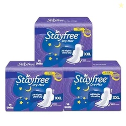Stayfree Dry Max All Night Sanitary Pads  42 Pads (Pack of 3  14) | Ul