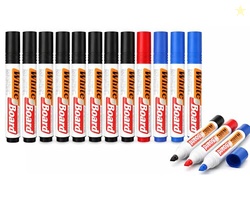 Corslet 12 Pcs White Board Marker Pen Whiteboard Marker (8 Black, 3 Bl