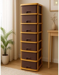 MAXTID 7 Compartments Plastic Cabinet (Brown)