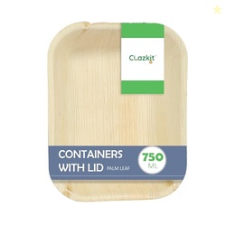 Clazkit Areca Palm Leaves Containers with Lid | Disposable Eco-Friendl