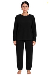KOTTY Women's Coral Fabric Zinc Black Winter set (Black,M)-KTTWINTERSE