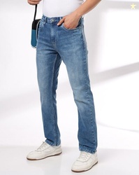 DNMX Men Lightly Washed Straight Jeans