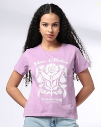 DNMX Women Bloom Collective Print Relaxed Fit Round-Neck T-Shirt