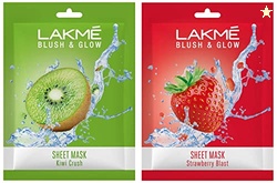 LAKM Blush & Glow Kiwi Sheet Mask 20 ml & Blush & Glow Strawberry Shee