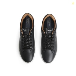 Pepe Jeans Men's Kenton Court Black Cupsole Sneakers, 8