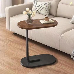 C-Shaped Side Table for Sofa & Bed | Wooden Modern Coffee Table for Li