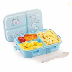 ATTRO Joy Kins Plastic Lunch Box  3 Compartment Bento Tiffin, Leak-Pro
