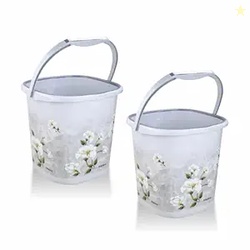 Nayasa Sqr Ring Marble Bucket 18 LTR | Set of 2 | Bathroom Set | Bath 