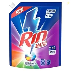 RIN Matic Liquid Detergent, 2Kg, for Dazzling Brightness, with Bright 