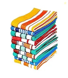 MYTHOS Cotton Multi Color Striped Hand Towels High Absrobent Set of 12