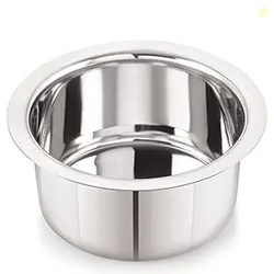Neelam Stainless Steel 10 22G Flat Bottom Tope 1100 ml, Silver, Durabl