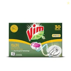 Vim Matic Dishwasher tablets All-In-One (Pack of 30) I Removes Tough I