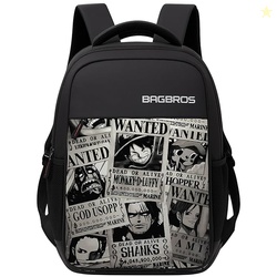 Bagbros Onepiece Anime Printed Backpack Wanted Poster Printed Laptop B
