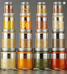 Kivanshi Pack of 16 Plastic Grocery Container  - 1000 ml, 500 ml, 250 