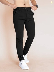 BELPATRA Men Regular Fit Black Lycra Blend Trousers