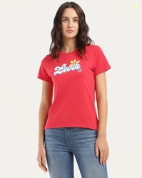LEVI'S Women Brand Print Regular Fit Crew-Neck T-Shirt