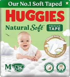 Huggies Natural Soft Premium Tape Diapers Medium (M) Si...