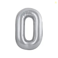 JUST PARTY 16 Inch Silver 0 Number Foil Balloons for Birthday/Annivers