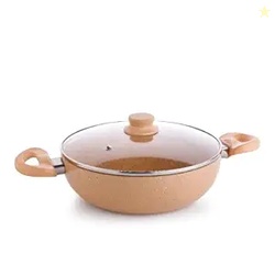Crystal Marbo Plus Induction Base Aluminium Kadai with Glass Lid 250mm