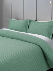 ROSARA HOME Green Pure Cotton Queen Bed Cover With 2 Pillow Covers