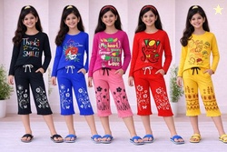 Fashionate World Girls Printed Cotton Blend Kids Nightwear (Multi...mo
