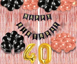 40th Birthday Decoration items for Girls with Black and Rose Gold Ball