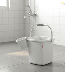 Modware Square Ribbon Plastic Bucket Set with Mug | 25L Brown Bathroom