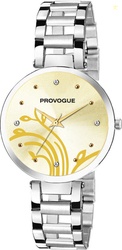PROVOGUE PRVG-NB600 Golden Dial Stainless Steel Silver Chain Wate...mo