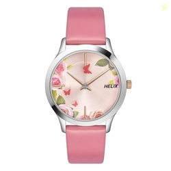 Helix by Timex Analog Watch for Women with Pink Round Dial & Pink Leat