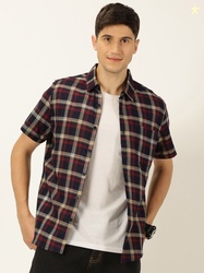 Metronaut Original Slim Fit Tartan Checks Opaque Pure Cotton Casual Sh