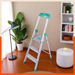 Bathla Elevate 3-Step Foldable Aluminium Ladder for Home with Tool Tra