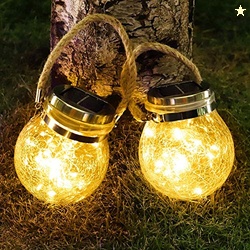 Epyz Solar Light Outdoor Garden Home Waterproof Hanging Crackle Jar Li
