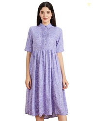 Amazon Brand - Symbol Women Rayon Fit and Flare One Piece Midi Length 