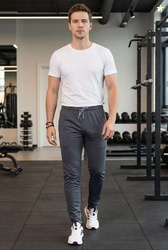 ANAND Men Solid Grey Track Pants