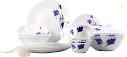 Larah By Borosil Ageria Opalware Glass Dinner Set,Pack of 25, White