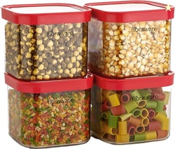 Floraware Food Safe Plastic Multiuse Square Fit-Lock Airtight Storage 