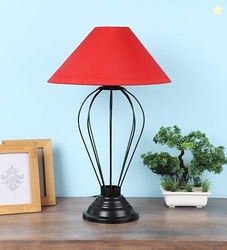 tu casa Table Lamps Black Metal Base with Red Cotton (Red) Shades for 