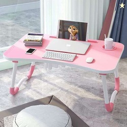 FurniGully Wood Portable Laptop Table (Finish Color - PINK, Pre A...mo