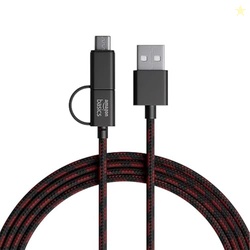 amazon basics 2-in-1 Type-C and Micro USB Braided Cable | 3A/18W Fast 