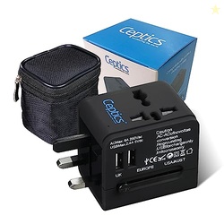 Ceptics Universal Travel Adapter with 2 USB Ports 3 in 1 International
