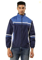 Dollar Men's Polyester Colourblock Windcheater Jacket With Zipper Pock