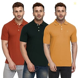 CHKOKKO Men Polo T-Shirt Combo Pack of 3 MultiColour 2XL