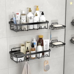 Allkartz 4 Bathroom Organiser Without Drill  Self Adhesive Bathroom Sh