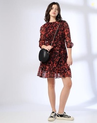 RIO Women Floral Print Pleated Tiered Dress