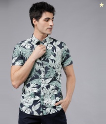 HIGHLANDER Men Slim Fit Printed Spread Collar Casual Shirt
