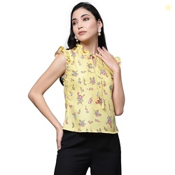 OOMPH! Women's Crepe Floral Relaxed Fit Shirt