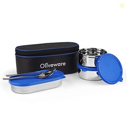 Oliveware Sophia Lunch Box Spoon & Fork, 100% Leak Proof, 3 Stainless 