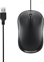 amazon basics Wired USB Mouse, 3-Button, 1000 DPI Optical Sensor, Plug